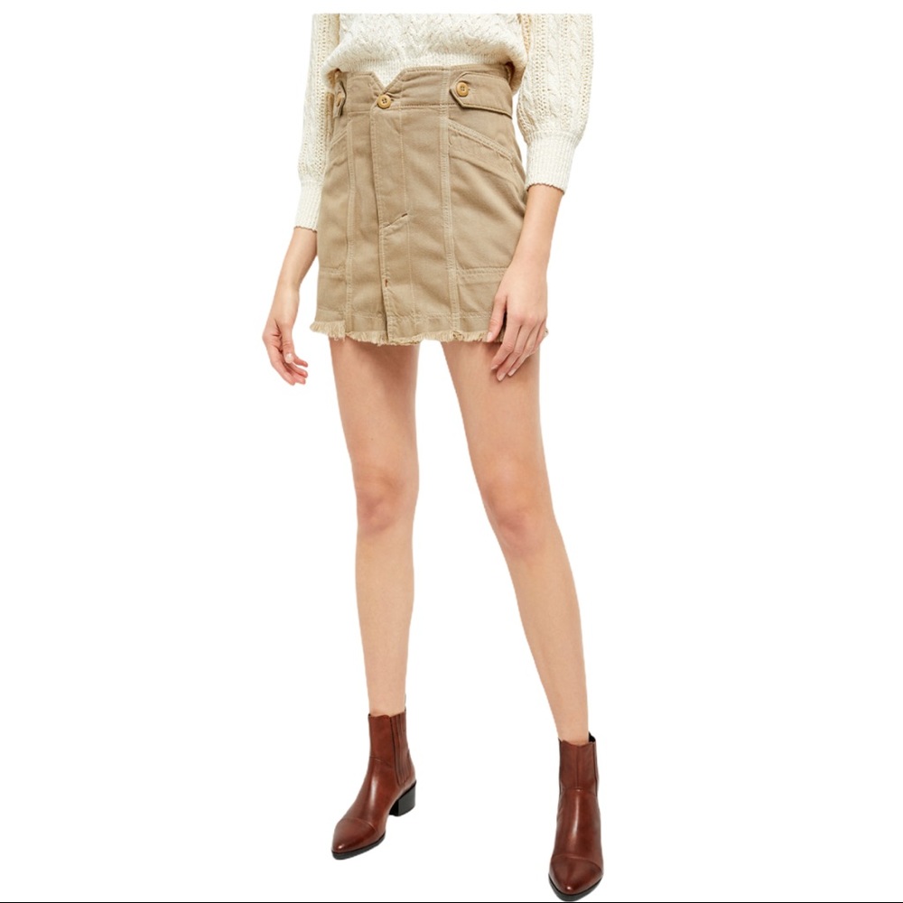 NWT Free People Alpha Utility Contrast-Seam Mini Skirt - size 12